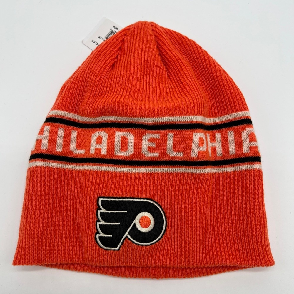 Vintage CCM Philadelphia Flyers NHL Orange Knit Beanie Hat OSFM New With Tags - Picture 1 of 5